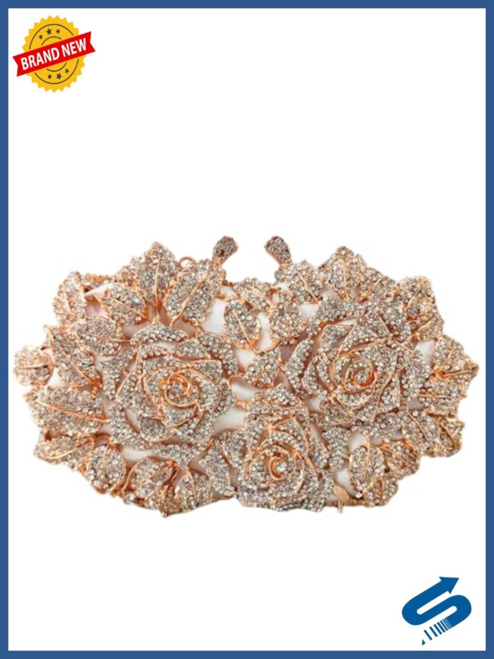 Handcrafted Crystal Clutch with Detachable Chain Straps